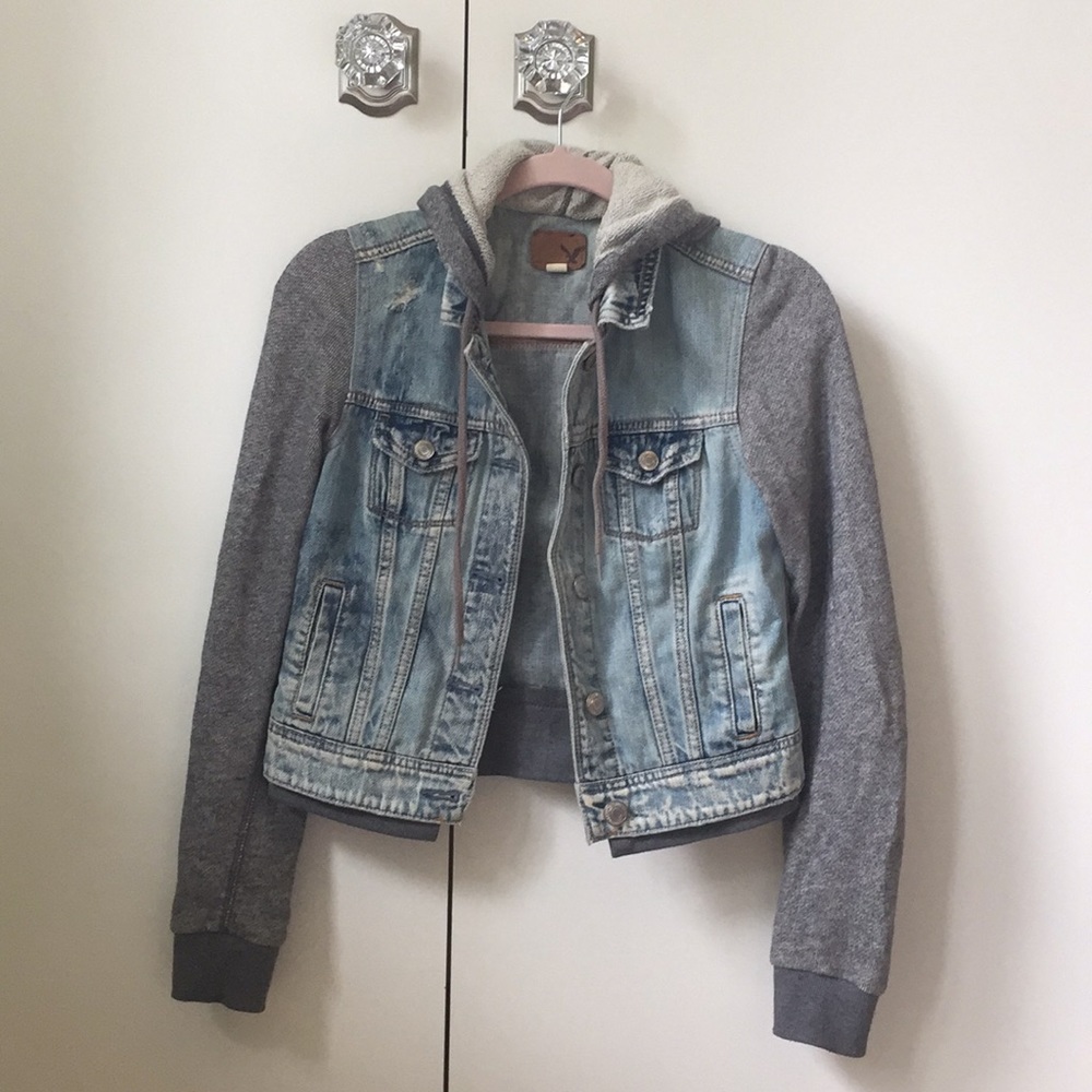 AEO hooded jean jacket